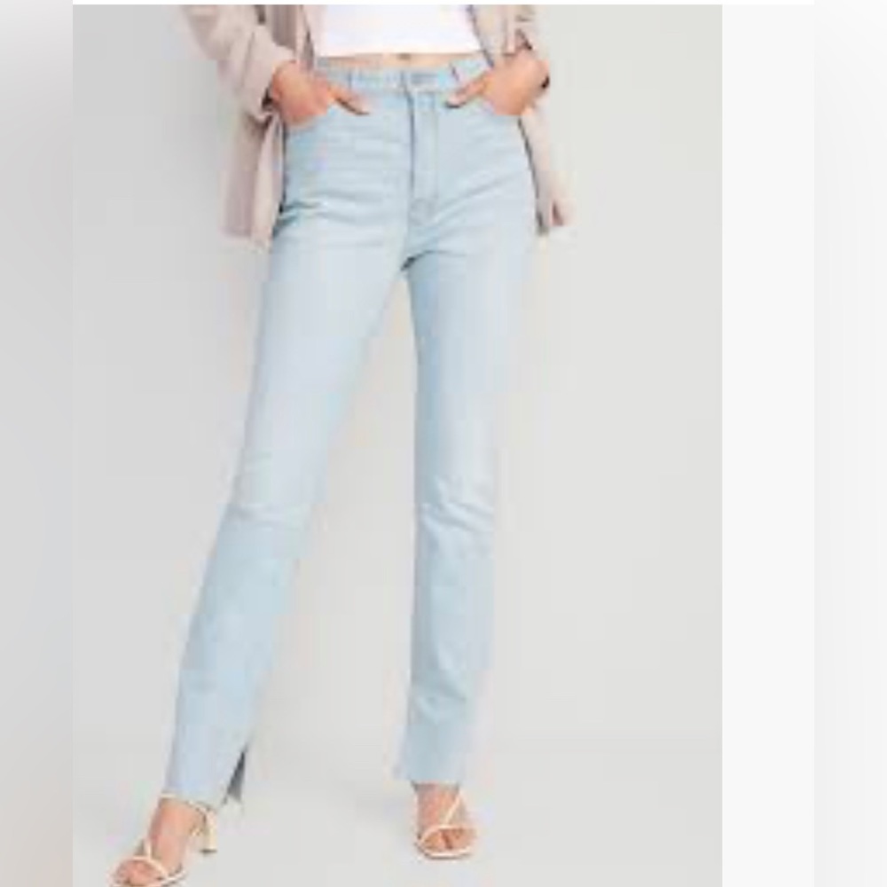 Extra High-Waisted Button-Fly Kicker Boot-Cut Side-Slit Jeans